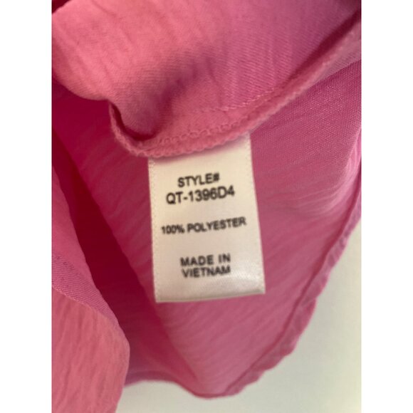 Zenana Women’s Pink Collared Short Sleeve Blouse Size M - Picture 5 of 5